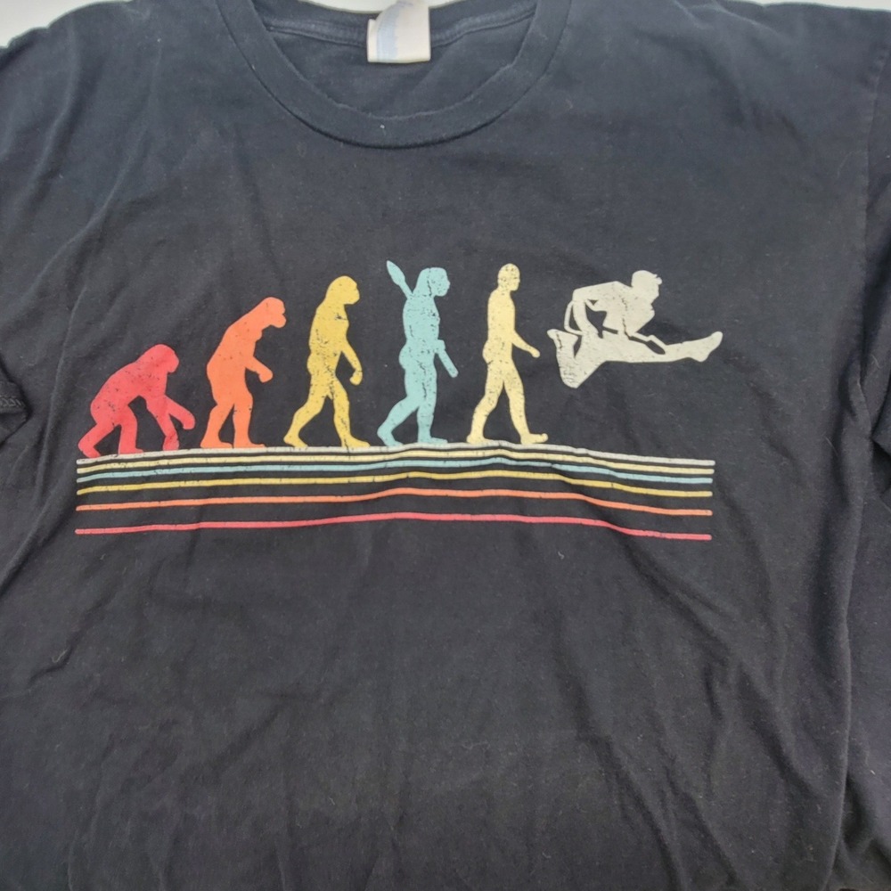 Vintage Evolution of Music Rock Star Guitarist Graphic T-Shirt Black Mens 3XL